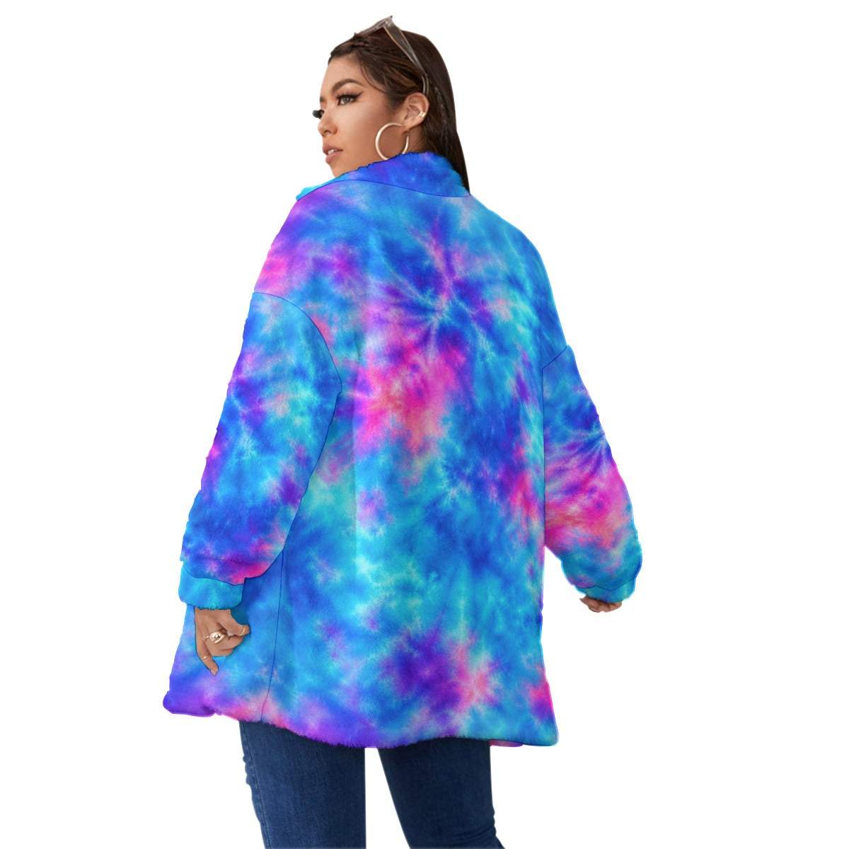 Unisex Borg Fleece Stand-up Collar Coat With Zipper Closure(Plus Size) by O’Nimbus – view 4