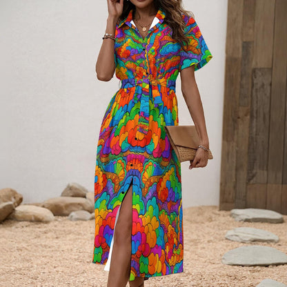 Women's Shirt Dress with Waist Tie