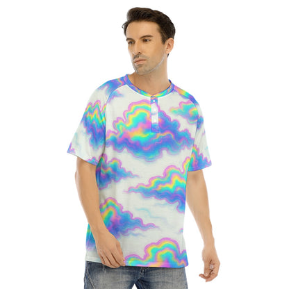 Men's Raglan Sleeve T-shirt With Button Closure