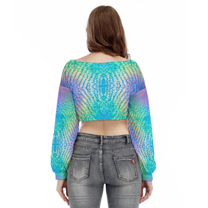 Women's V-neck Long Sleeve Cropped Sweatshirt