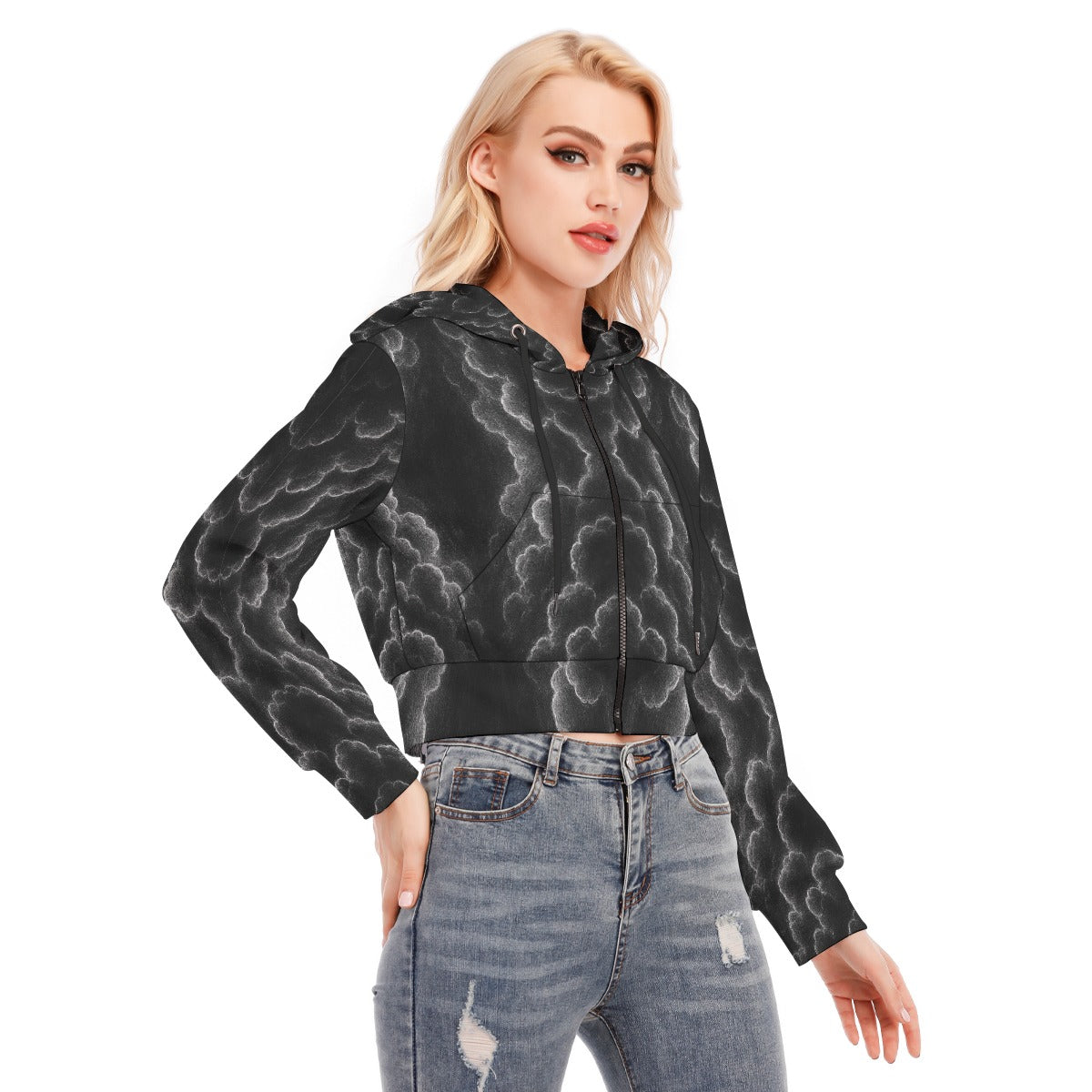 Women's Crop Top Hoodie With Zipper Closure