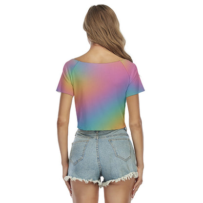 Women's Raglan Drawstring Front Crop Tee