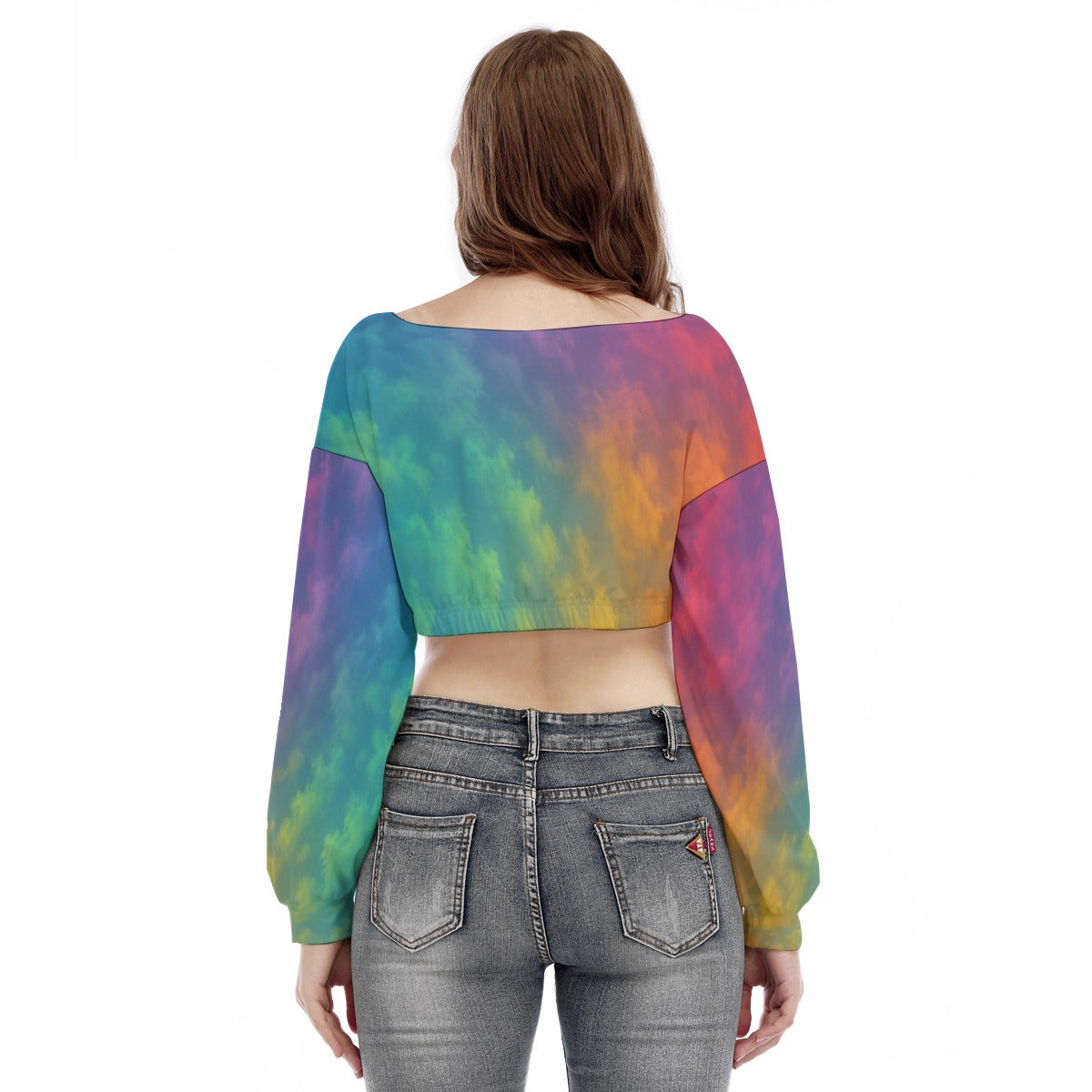 Women's V-neck Long Sleeve Cropped Sweatshirt