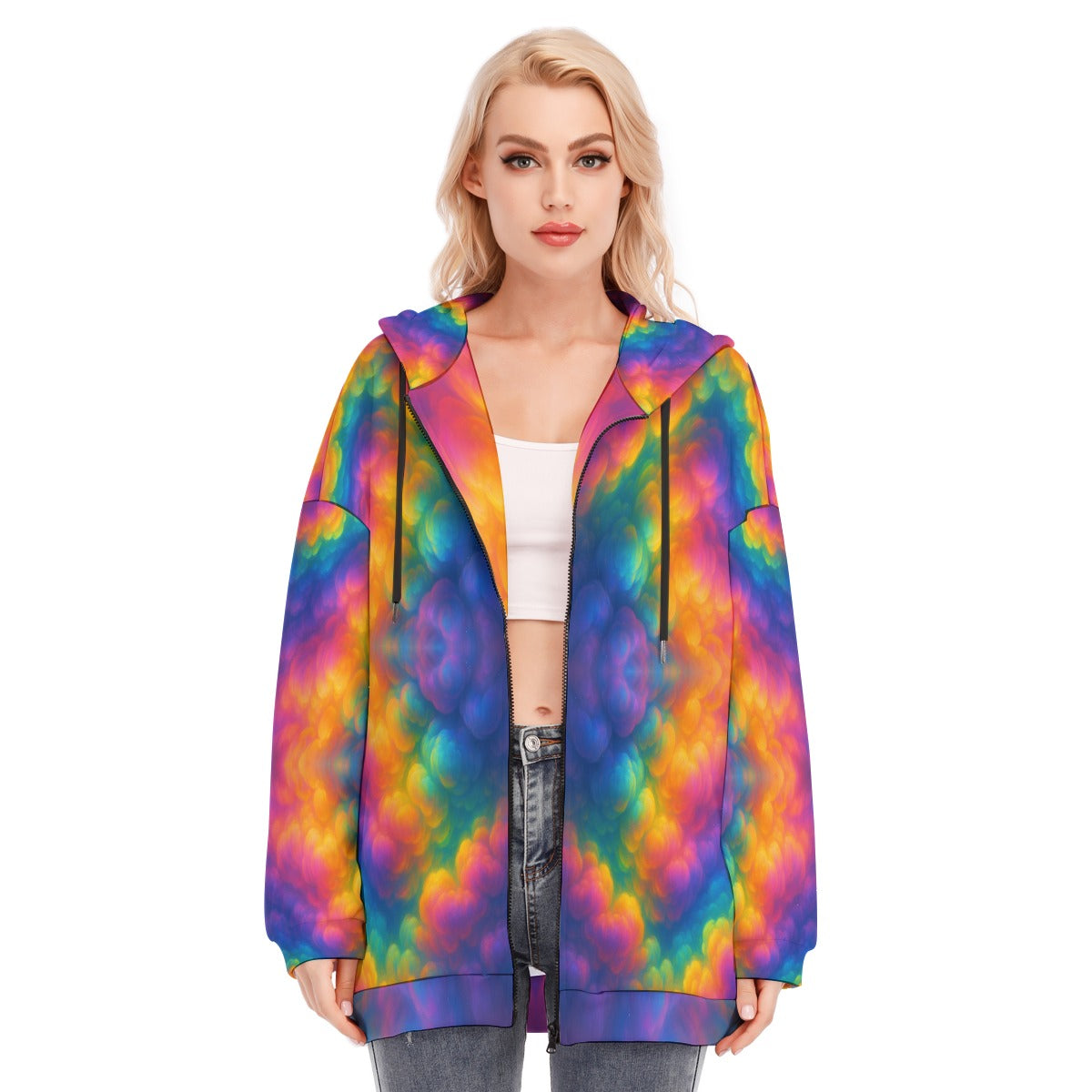 Women's Long Hoodie With Zipper Closure