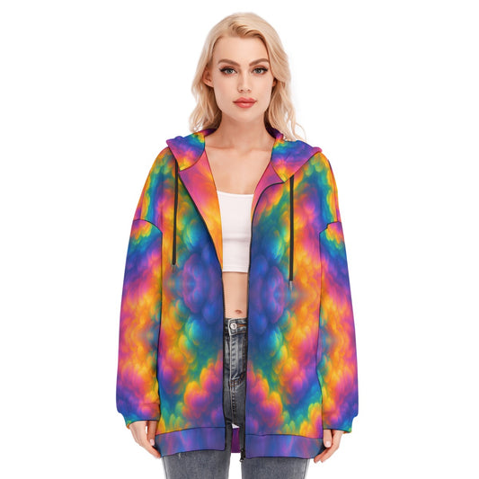 Women's Long Hoodie With Zipper Closure
