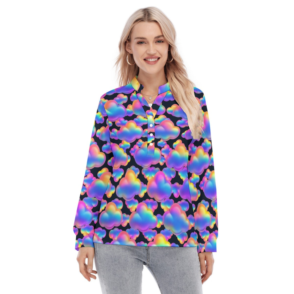 Women's Long Sleeve Blouse With Button Closure
