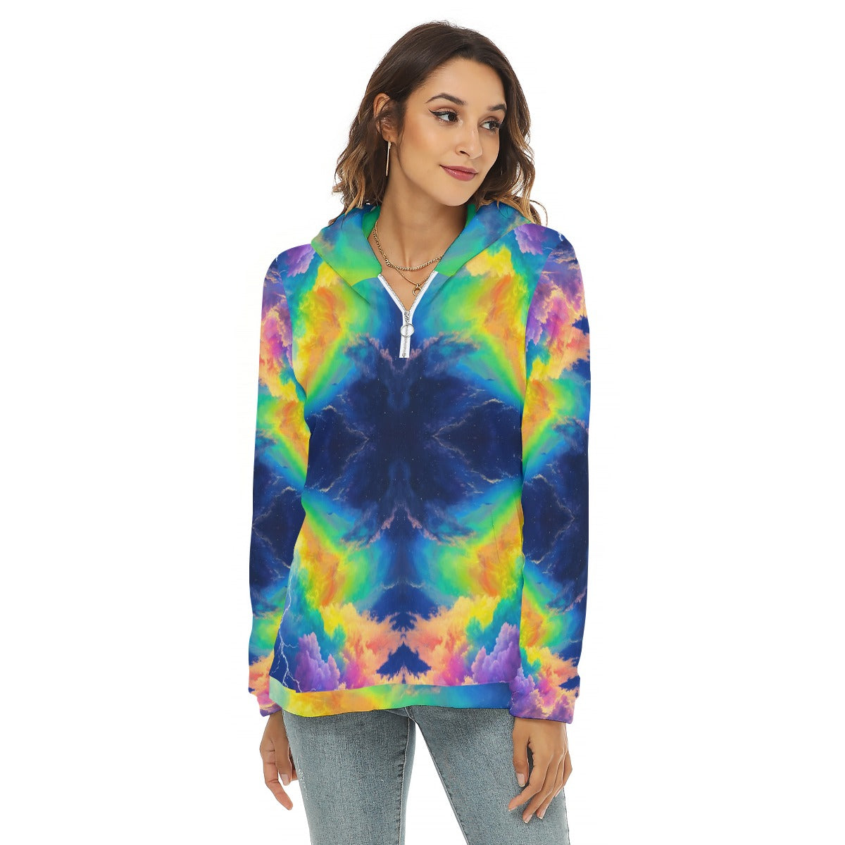 Women's Borg Fleece Hoodie With Half Zip