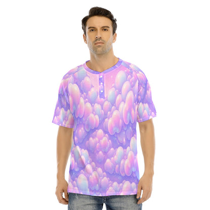 Men's Raglan Sleeve T-shirt With Button Closure