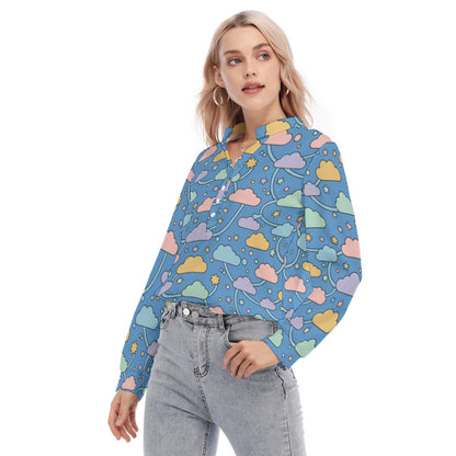 Women's Long Sleeve Blouse With Button Closure