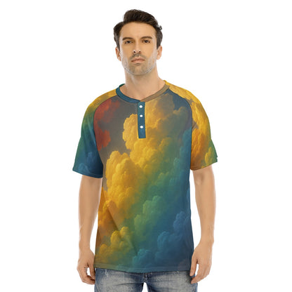 Men's Raglan Sleeve T-shirt With Button Closure