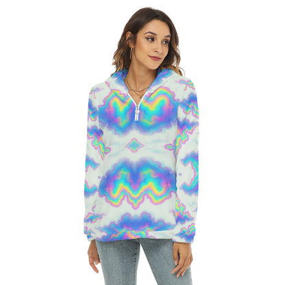 Women's Borg Fleece Hoodie With Half Zip