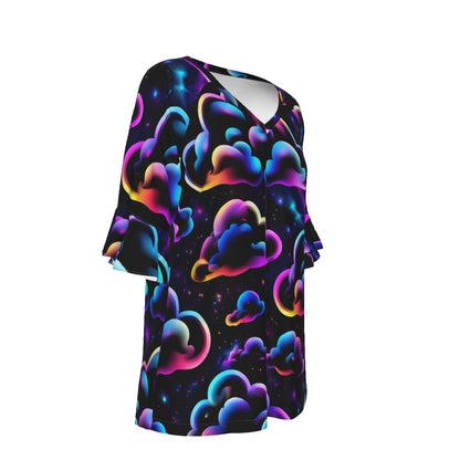 V-neck Women's T-shirt With Bell Sleeve