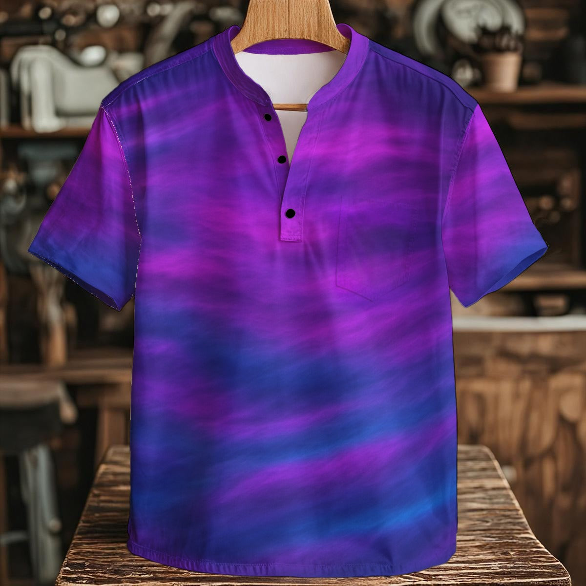 Men's Henley Shirt With Chest Pocket