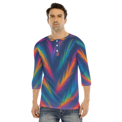 Men's Bracelet Sleeve T-shirt With Button Closure - view 1