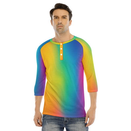 Men's Bracelet Sleeve T-shirt With Button Closure - view 1