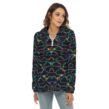 Women's Borg Fleece Hoodie With Half Zip