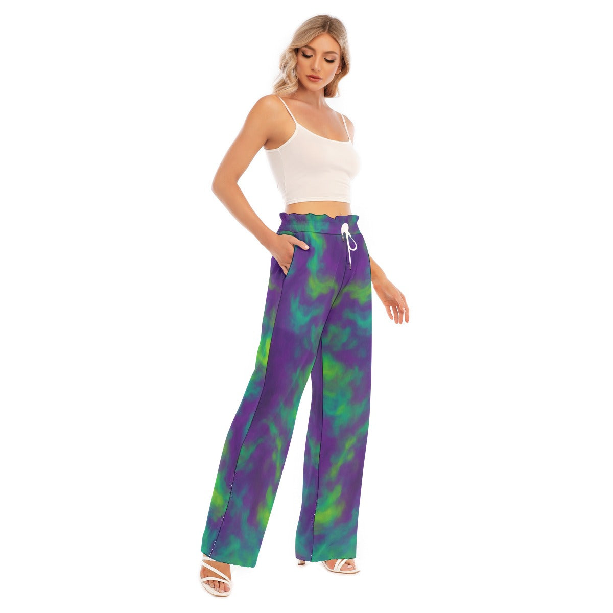 Women's Waist Fungus Edge Wide-leg Pants