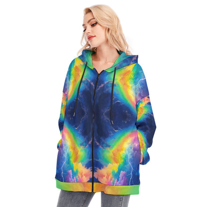 Women's Long Hoodie With Zipper Closure