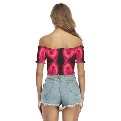 Women's One-shoulder Off-the-navel Short Sleeve T-shirt