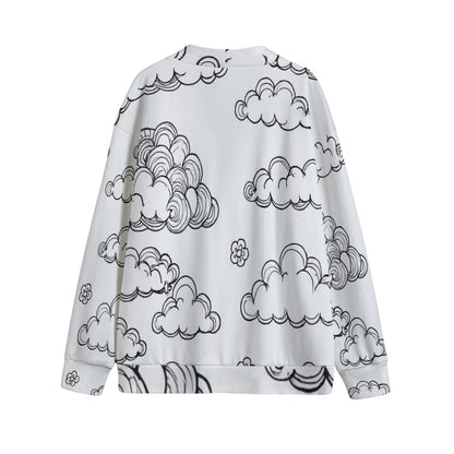 Unisex V-neck Knitted Fleece Cardigan With Button Closure