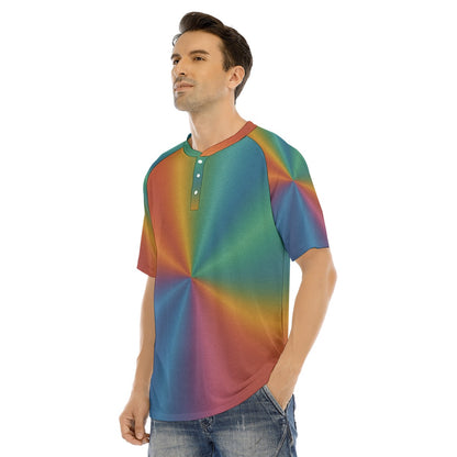 Men's Raglan Sleeve T-shirt With Button Closure