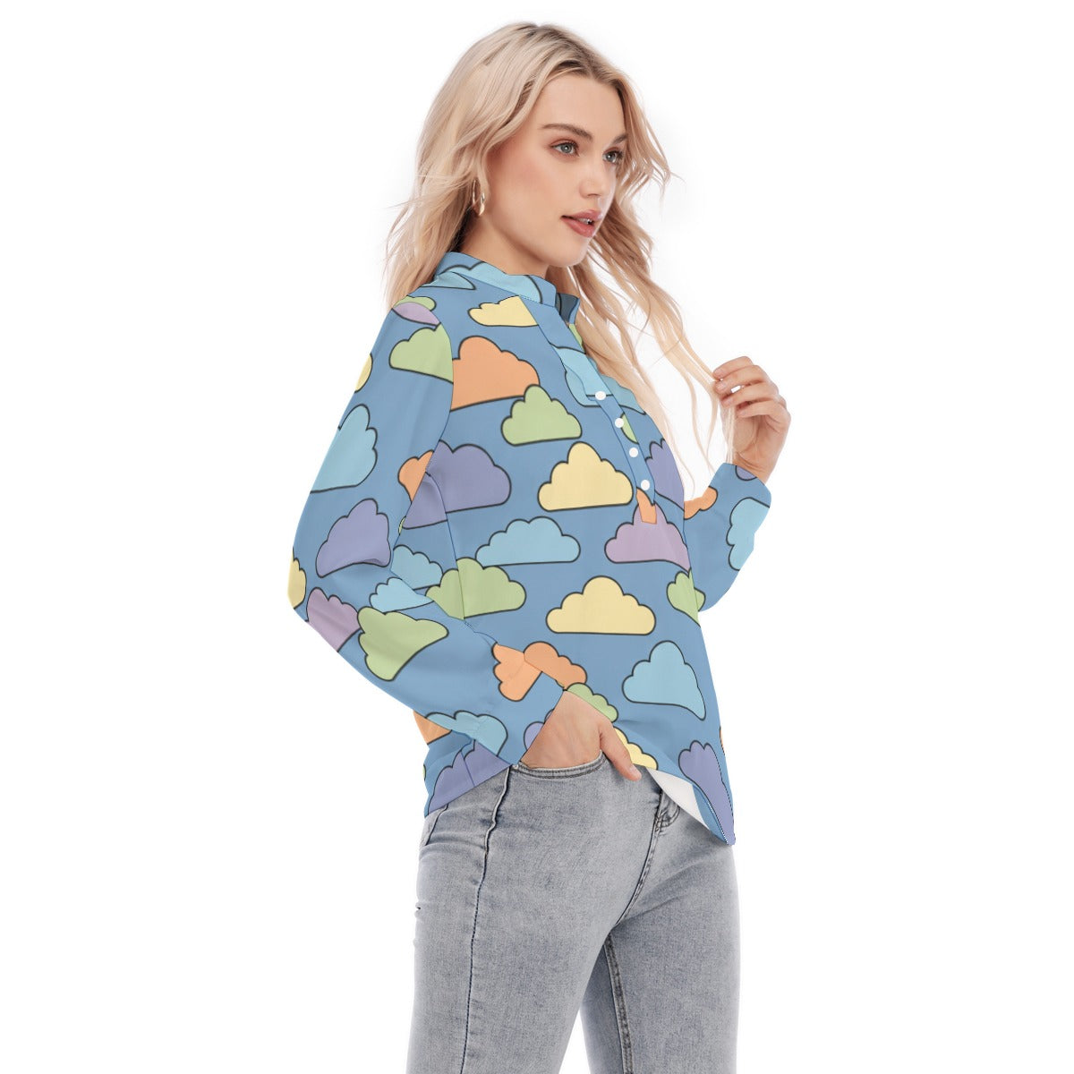 Women's Long Sleeve Blouse With Button Closure