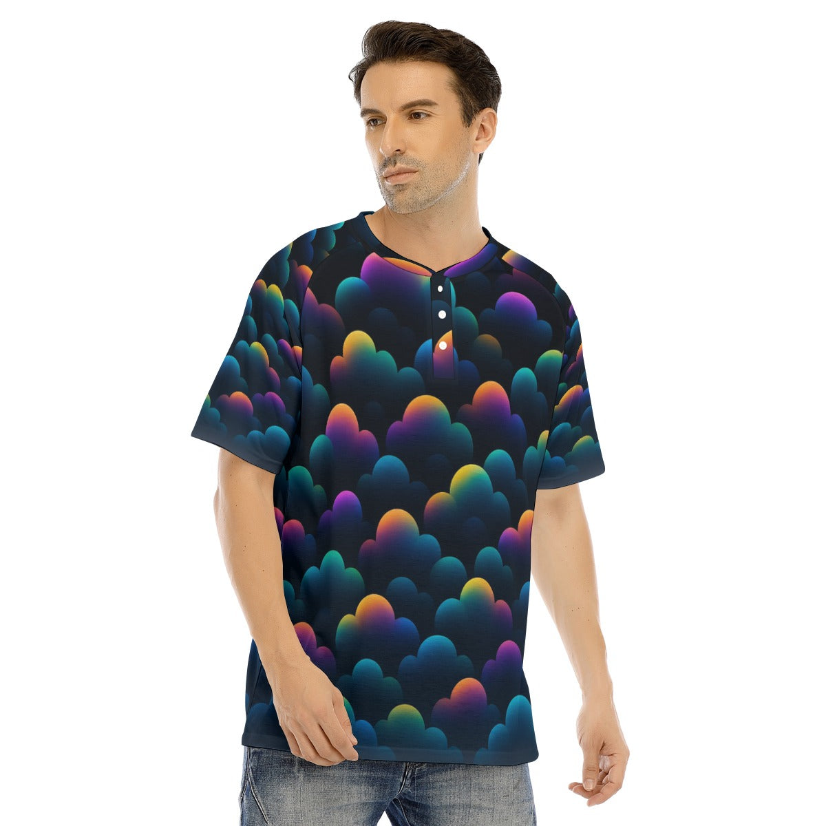 Men's Raglan Sleeve T-shirt With Button Closure