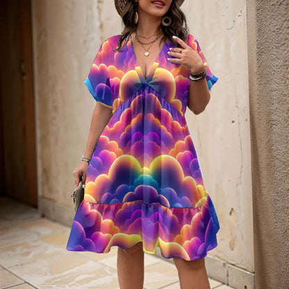 Women’s Floral V-Neck Short Sleeve Dress