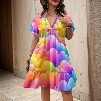 Women’s Floral V-Neck Short Sleeve Dress