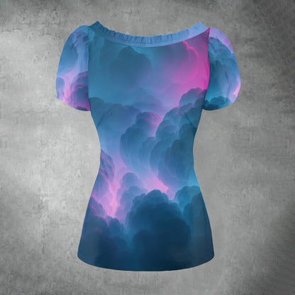 Women's Puff Sleeve Pleated Shirt