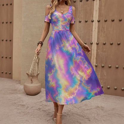 Women's V-neck Off-shoulder Dress