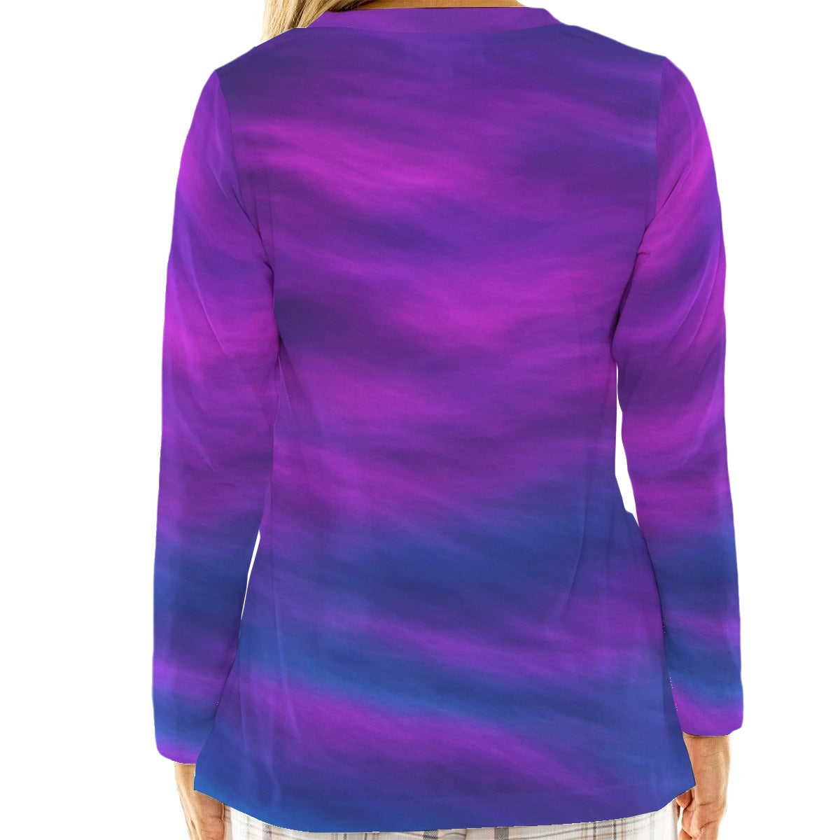 Women's Loose V-Neck T-Shirt With Long Sleeve