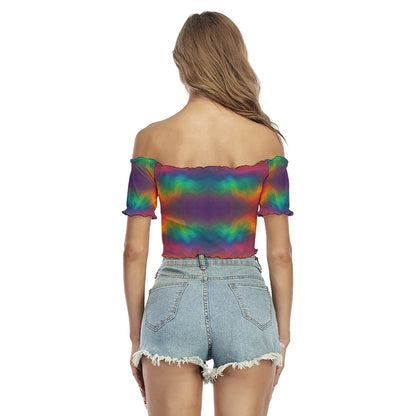 Women's One-shoulder Off-the-navel Short Sleeve T-shirt