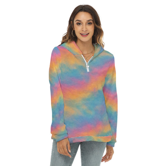 Women's Borg Fleece Hoodie With Half Zip