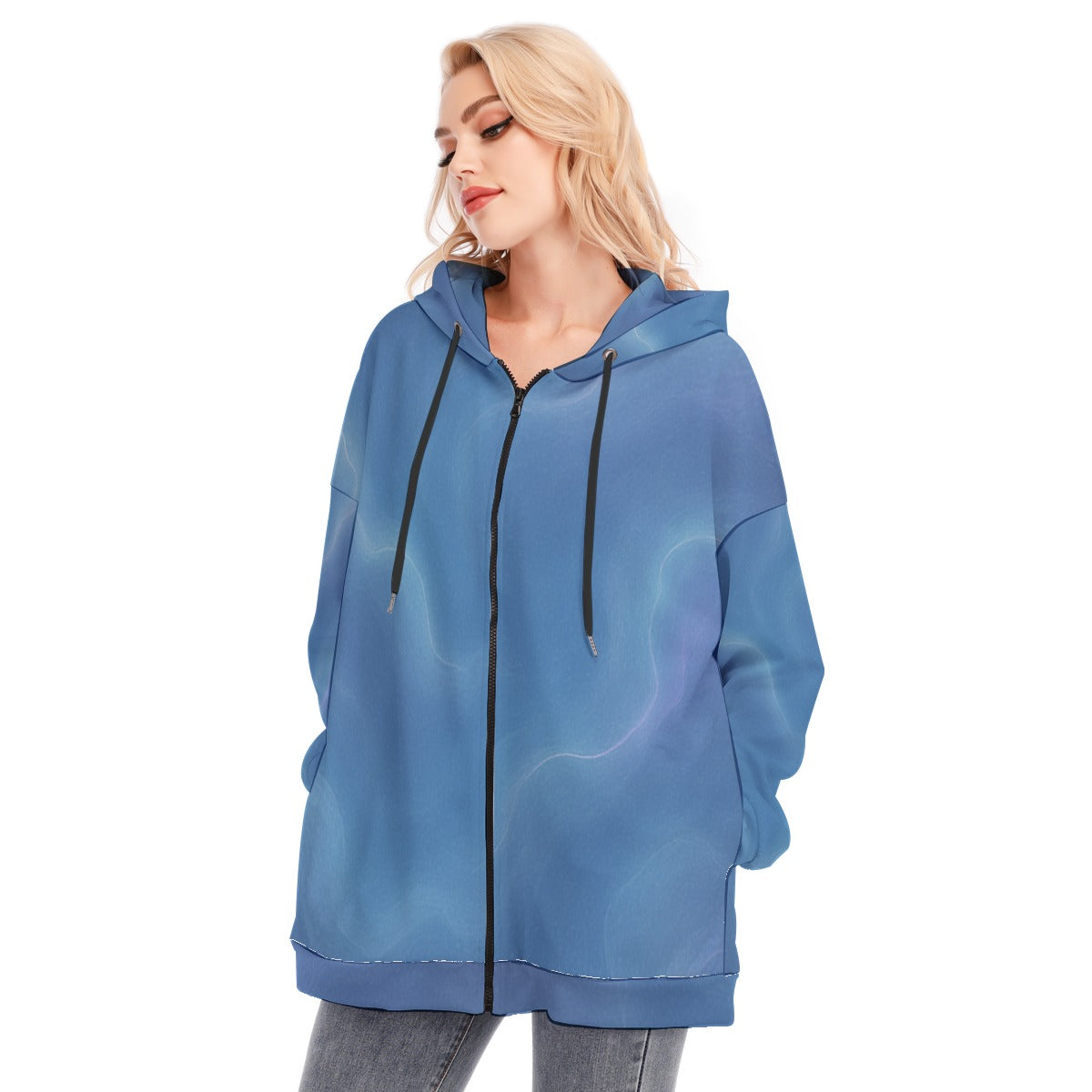 Women's Long Hoodie With Zipper Closure