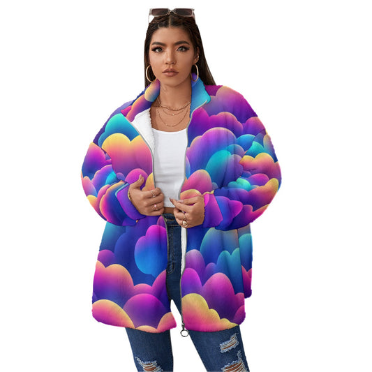 Unisex Borg Fleece Stand-up Collar Coat With Zipper Closure(Plus Size)