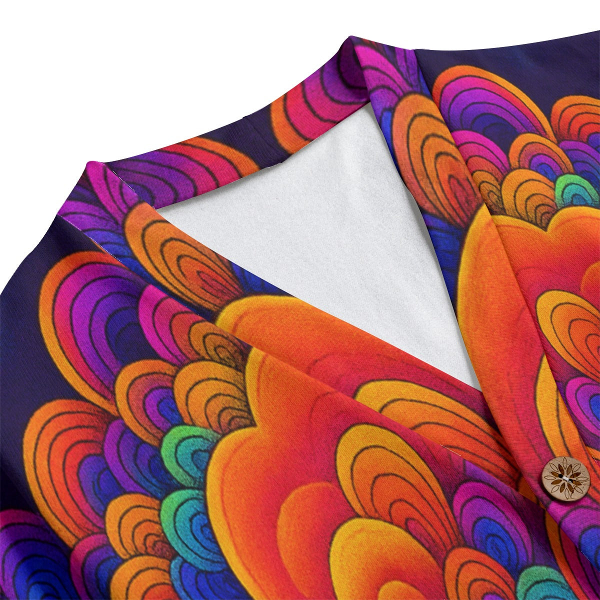 Unisex V-neck Knitted Fleece Cardigan With Button Closure