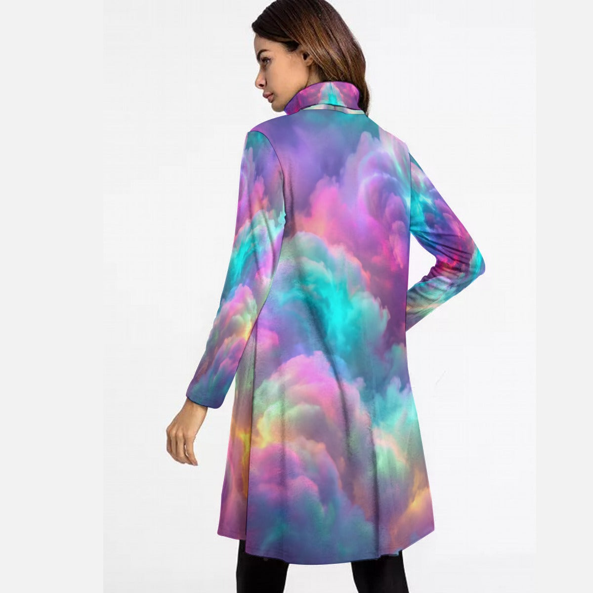 Women's High Neck Dress With Long Sleeve