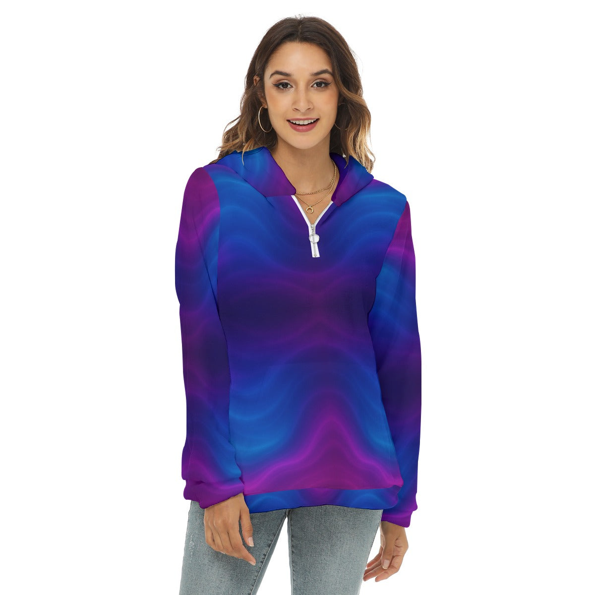 Women's Borg Fleece Hoodie With Half Zip