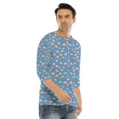 Men's Bracelet Sleeve T-shirt With Button Closure - view 2