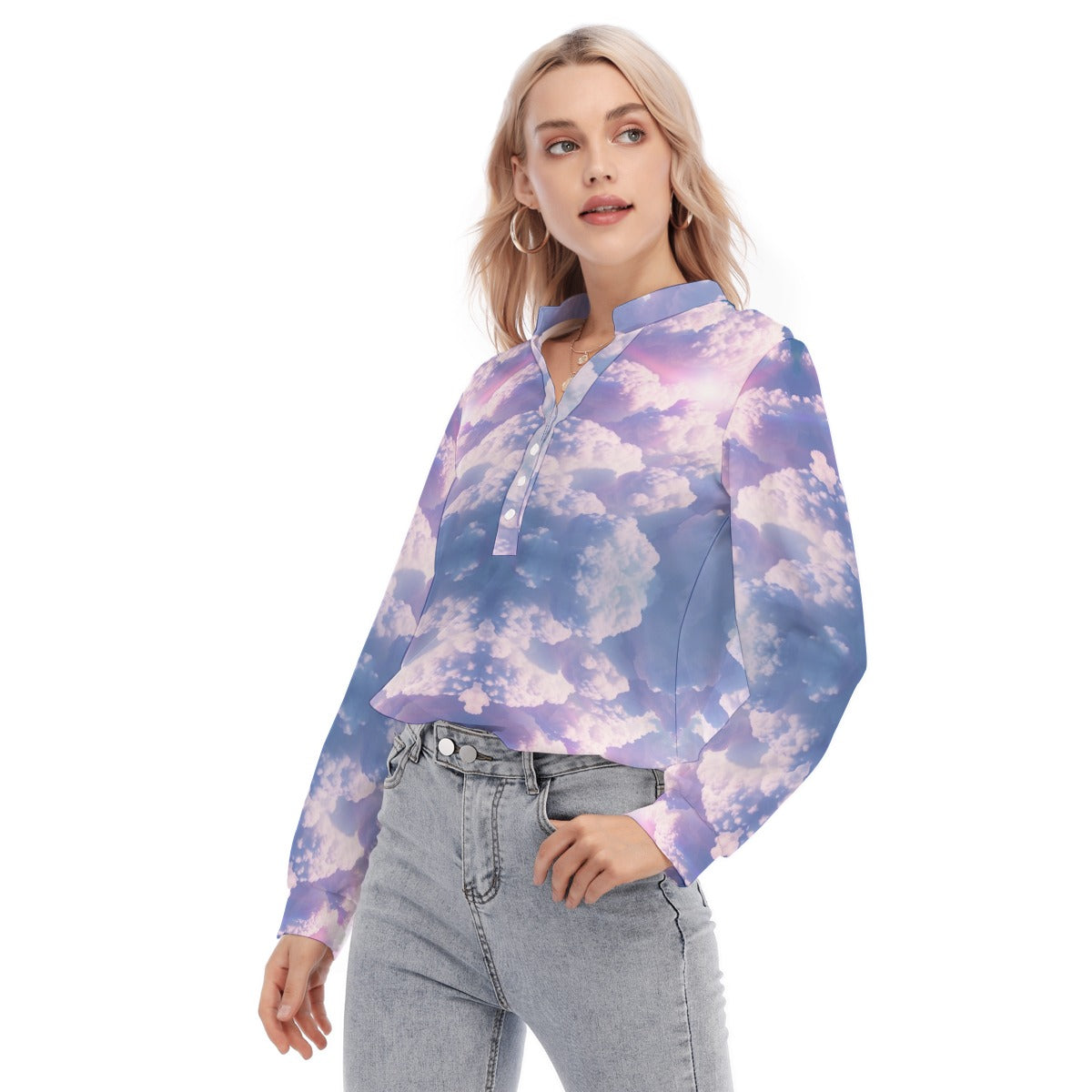 Women's Long Sleeve Blouse With Button Closure