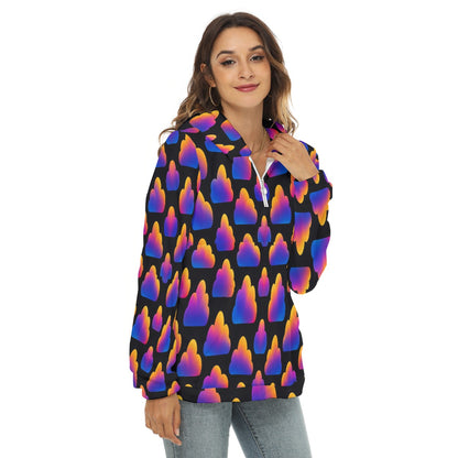 Women's Borg Fleece Hoodie With Half Zip