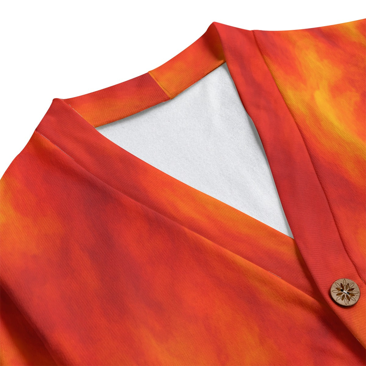 Unisex V-neck Knitted Fleece Cardigan With Button Closure