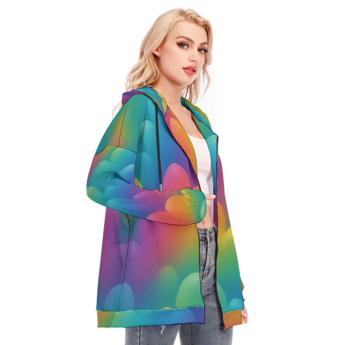 Women's Long Hoodie With Zipper Closure