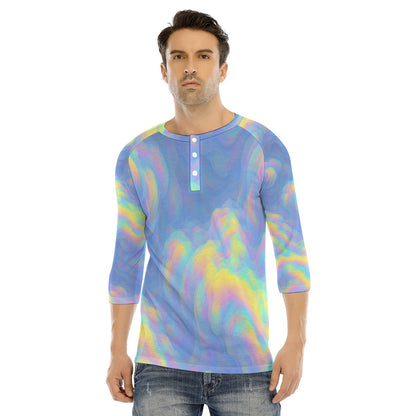 Men's Bracelet Sleeve T-shirt With Button Closure