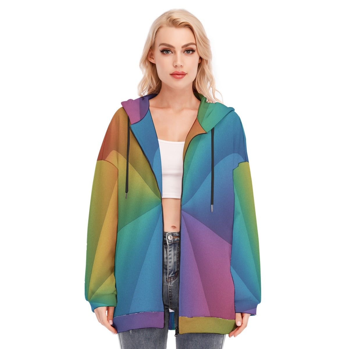 Women's Long Hoodie With Zipper Closure