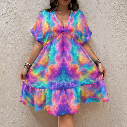 Women’s Floral V-Neck Short Sleeve Dress