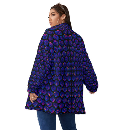 Unisex Borg Fleece Stand-up Collar Coat With Zipper Closure(Plus Size)