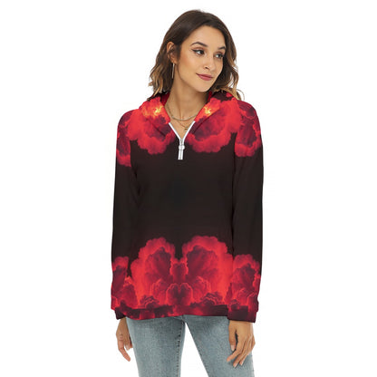 Women's Borg Fleece Hoodie With Half Zip