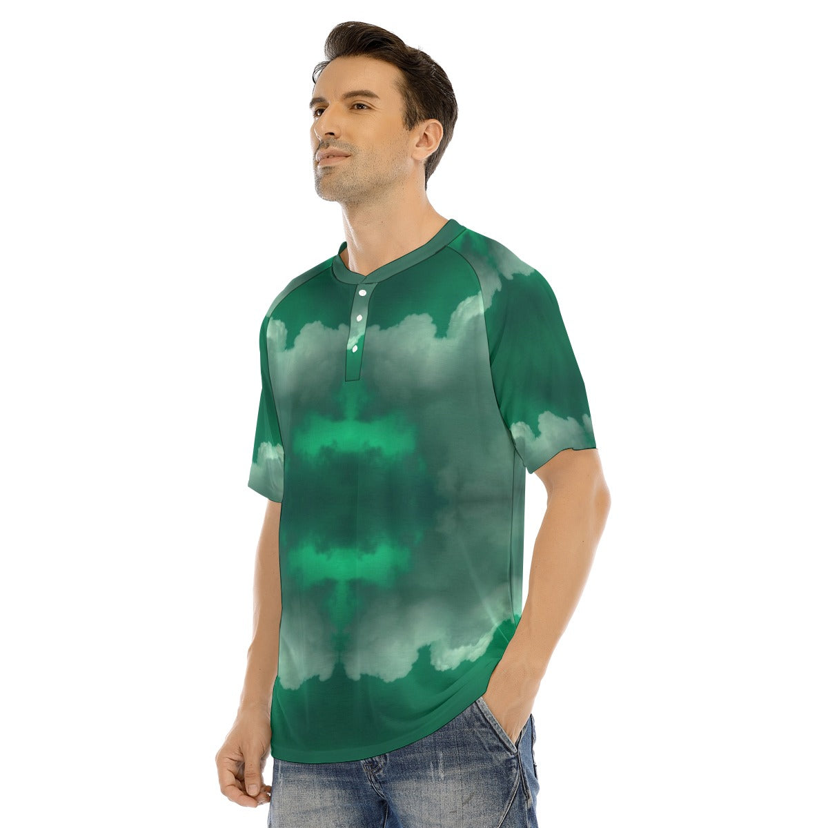 Men's Raglan Sleeve T-shirt With Button Closure